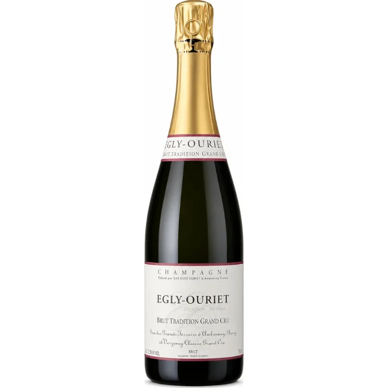 Bouteille de champagne Brut Tradition Grand Cru Egly-Ouriet, robe or intense