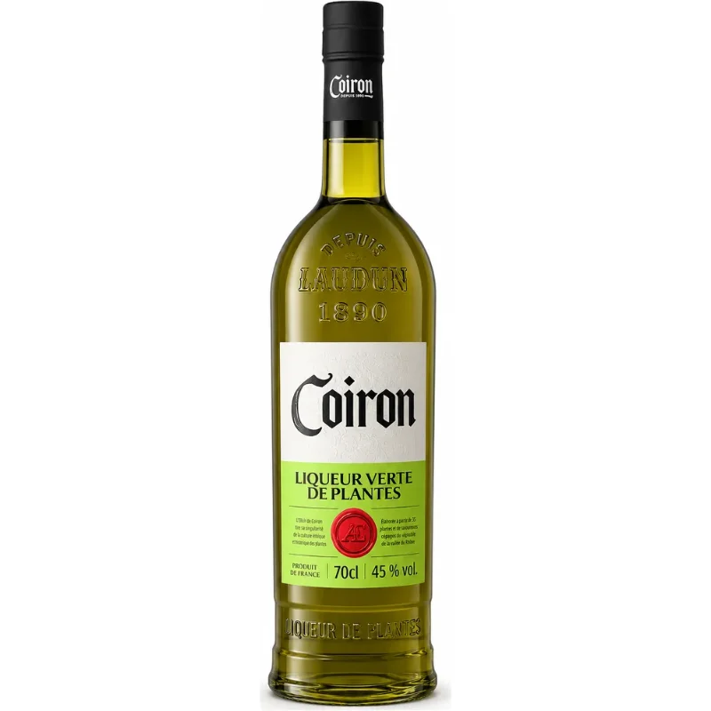Élixir Coiron Vert Alfred 1889, flacon de liqueur de plantes de la Distillerie des Alpes