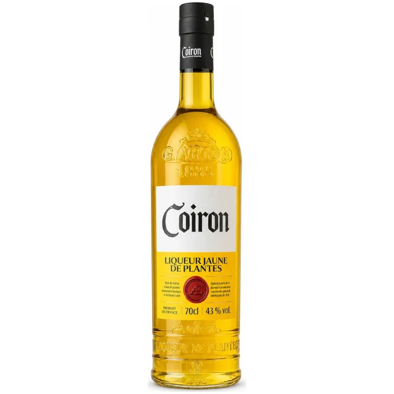 Élixir Coiron Jaune Alfred 1889, flacon de liqueur de plantes de la Distillerie des Alpes